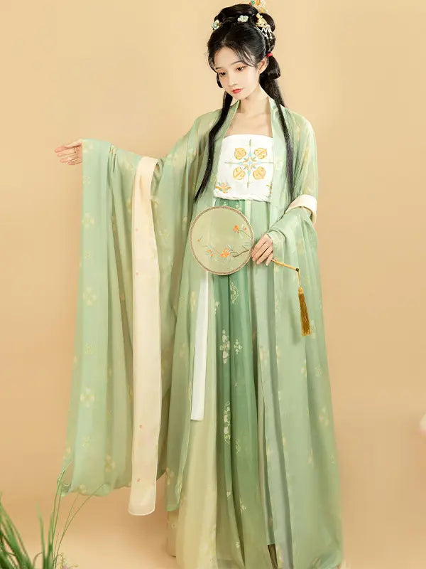 Grün/Blaues HanFu-Kleid aus der Tang-Dynastie | Blossom Reverie