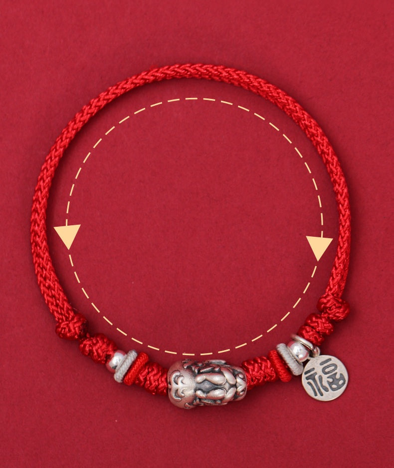 Bracelet tressé en argent Pixiu Fengshui Chance Richesse