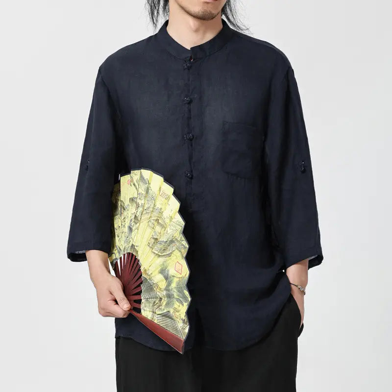 Vintage Chinese Style 100% Pure Ramie Tang Shirt