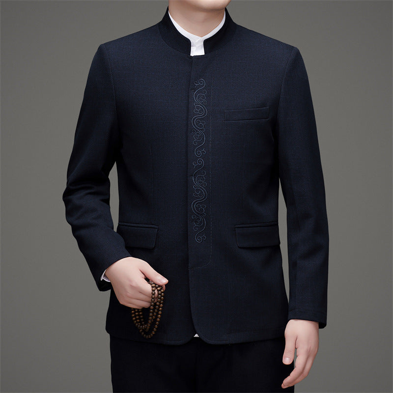 Costume chinois Zhongshan Tang pour homme à col mandarin
