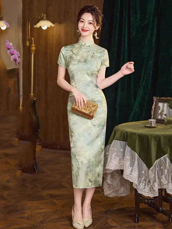 Élégante qipao florale verte | Grace