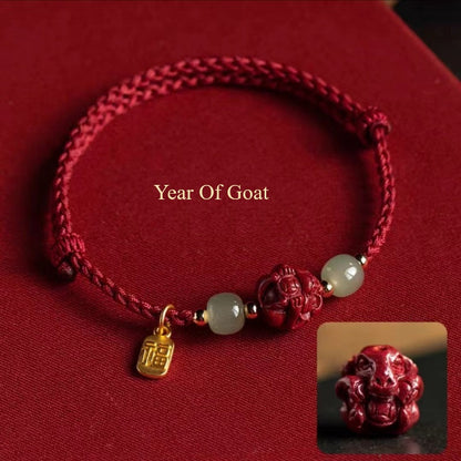 Chinese Zodiac Year of Goat  Red 
 Luck Rope Bracelet