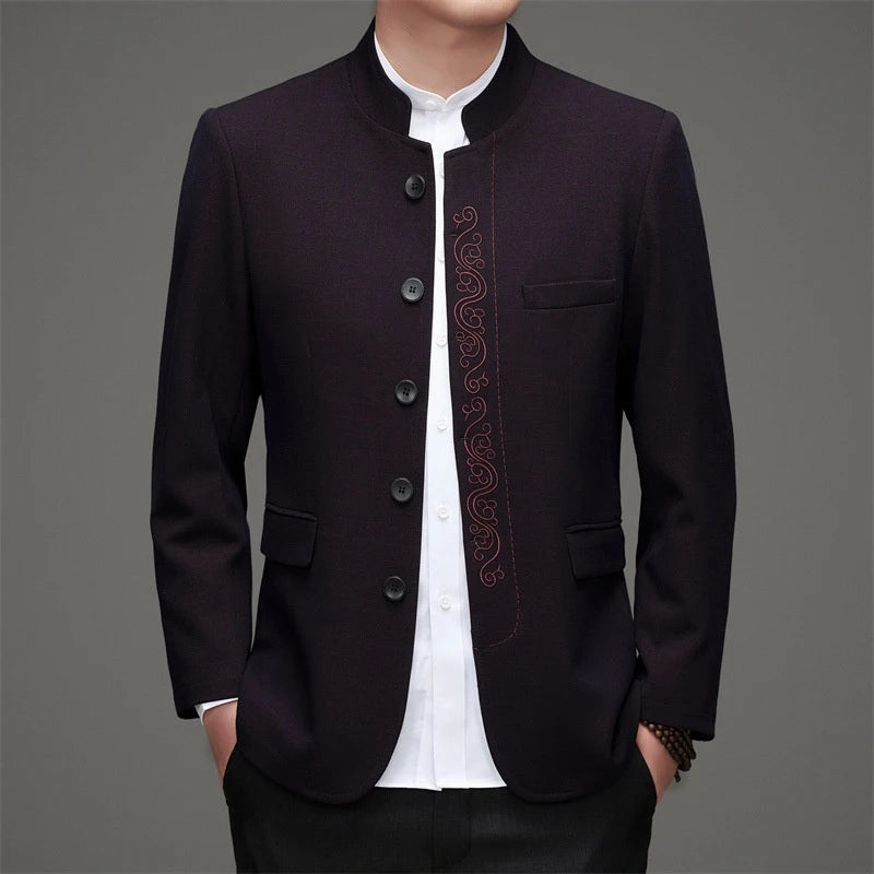 Costume chinois Zhongshan Tang pour homme à col mandarin