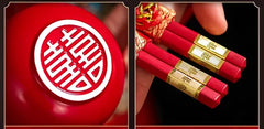 Red and golden Double Happiness Asian Chinese Wedding Tea Ceremony Tea Cups Bowls Set