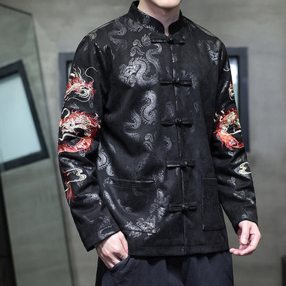 Oriental Style Dragon Embroidered Tang Jacket