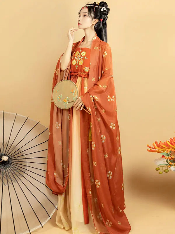 Grün/Blaues HanFu-Kleid aus der Tang-Dynastie | Blossom Reverie