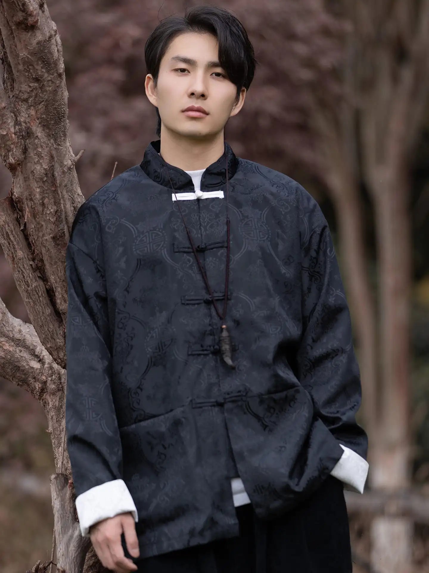 Veste de costume pour homme avec broderie de dragon chinois Manchu Tang Mandarin