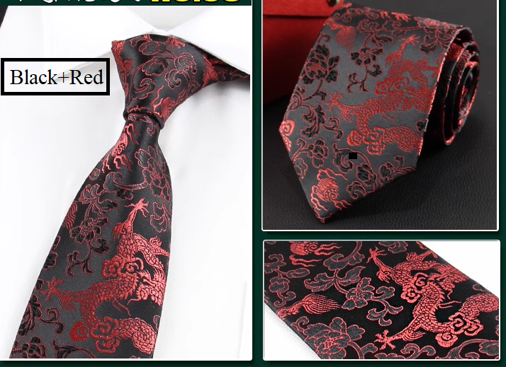 black red dragon necktie