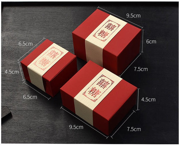 red double happiness chinese wedding favor box size