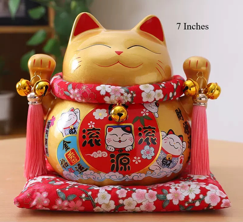Golden Lucky Cat bring prosperity and good fortune into your space , also known as Maneki Neko