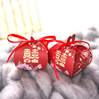 Red double happiness wedding favor box for Chinese or Vietnamese wedding