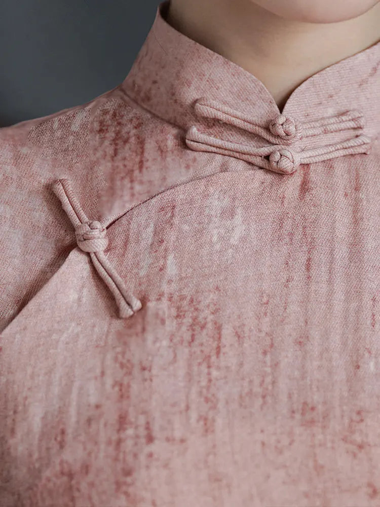 Traditional Chinese  Pastel Pink Sleeveless Qipao Dress