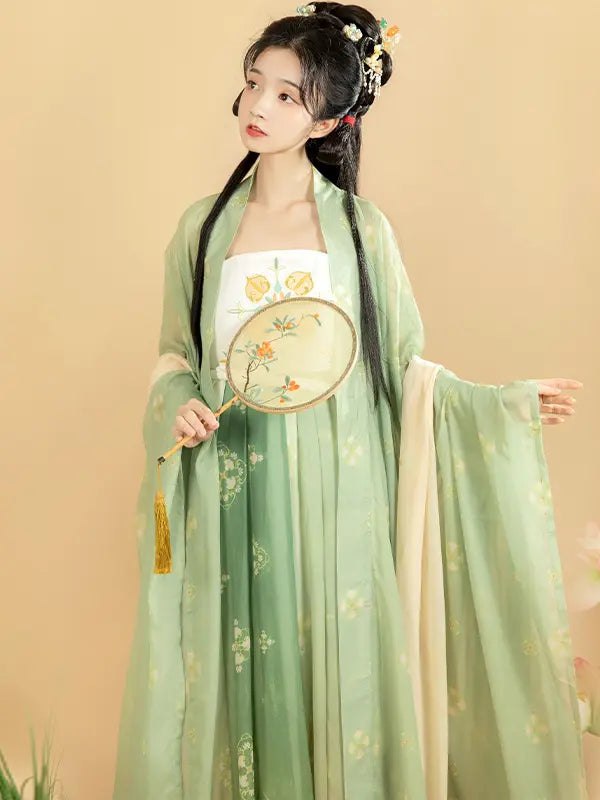 Grün/Blaues HanFu-Kleid aus der Tang-Dynastie | Blossom Reverie