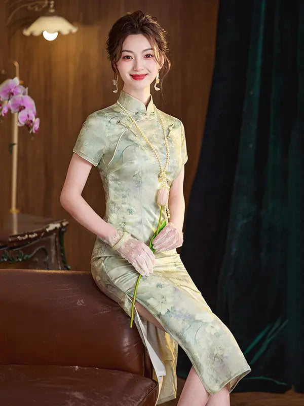 Élégante qipao florale verte | Grace