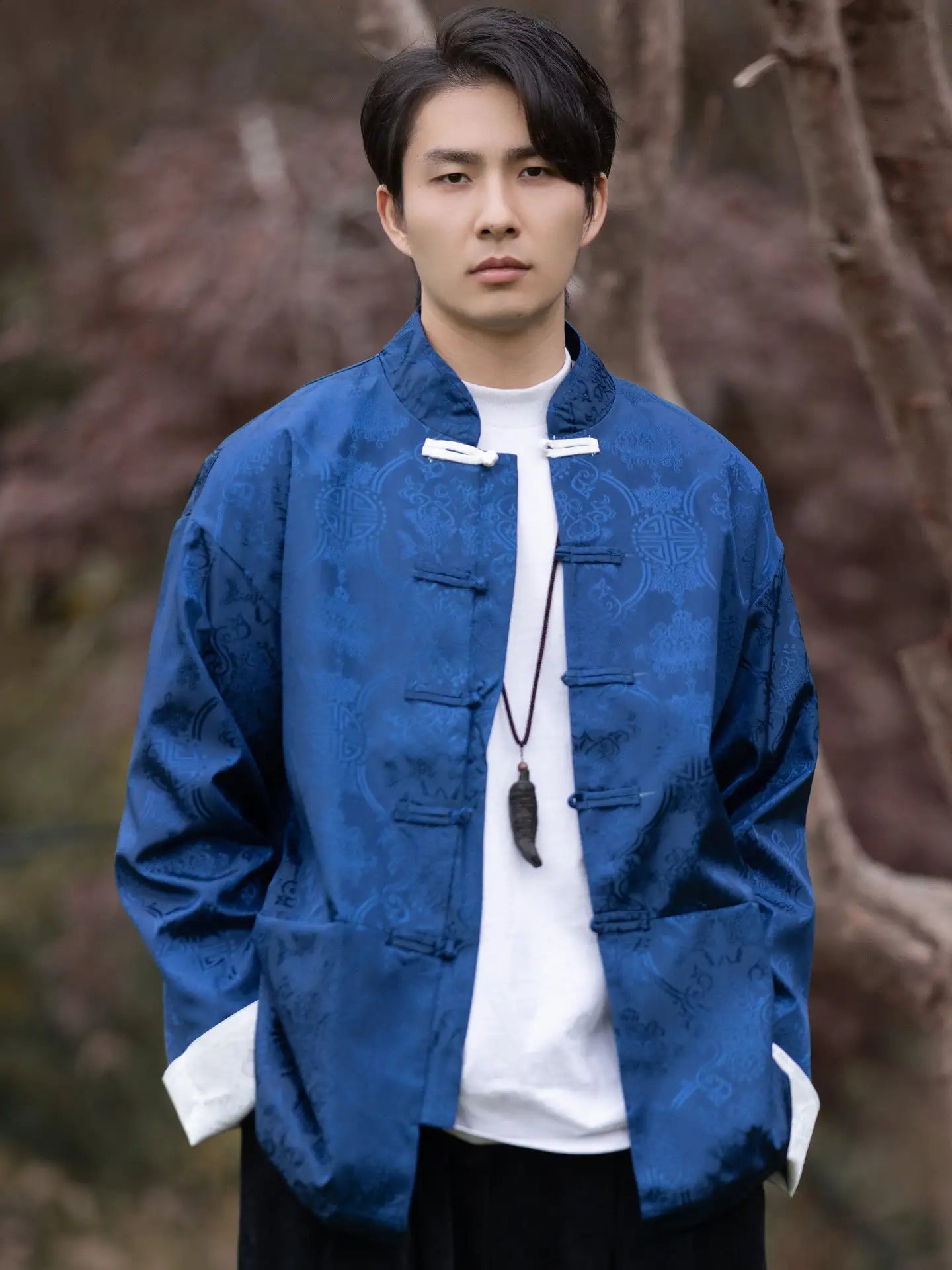 Veste de costume pour homme avec broderie de dragon chinois Manchu Tang Mandarin