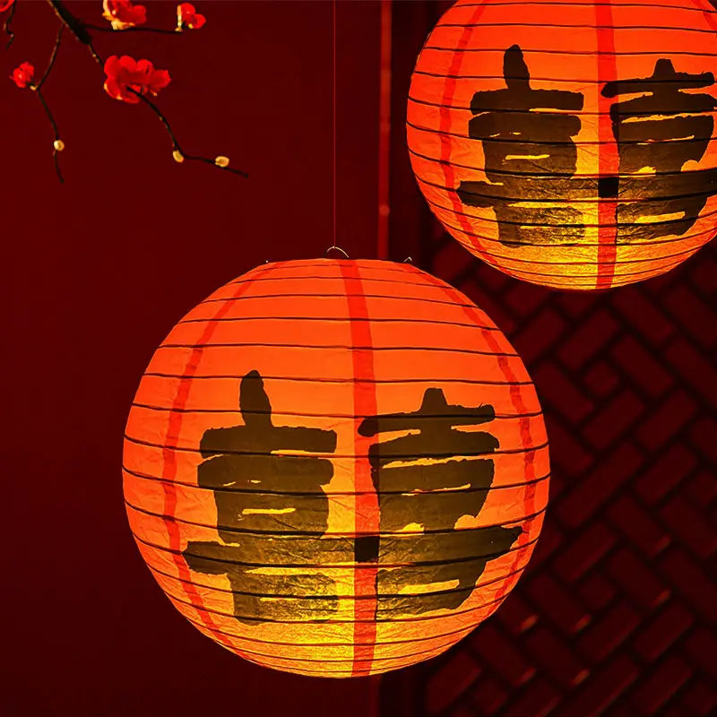 Red Double Happiness Paper Lanterns for chinese wedding 