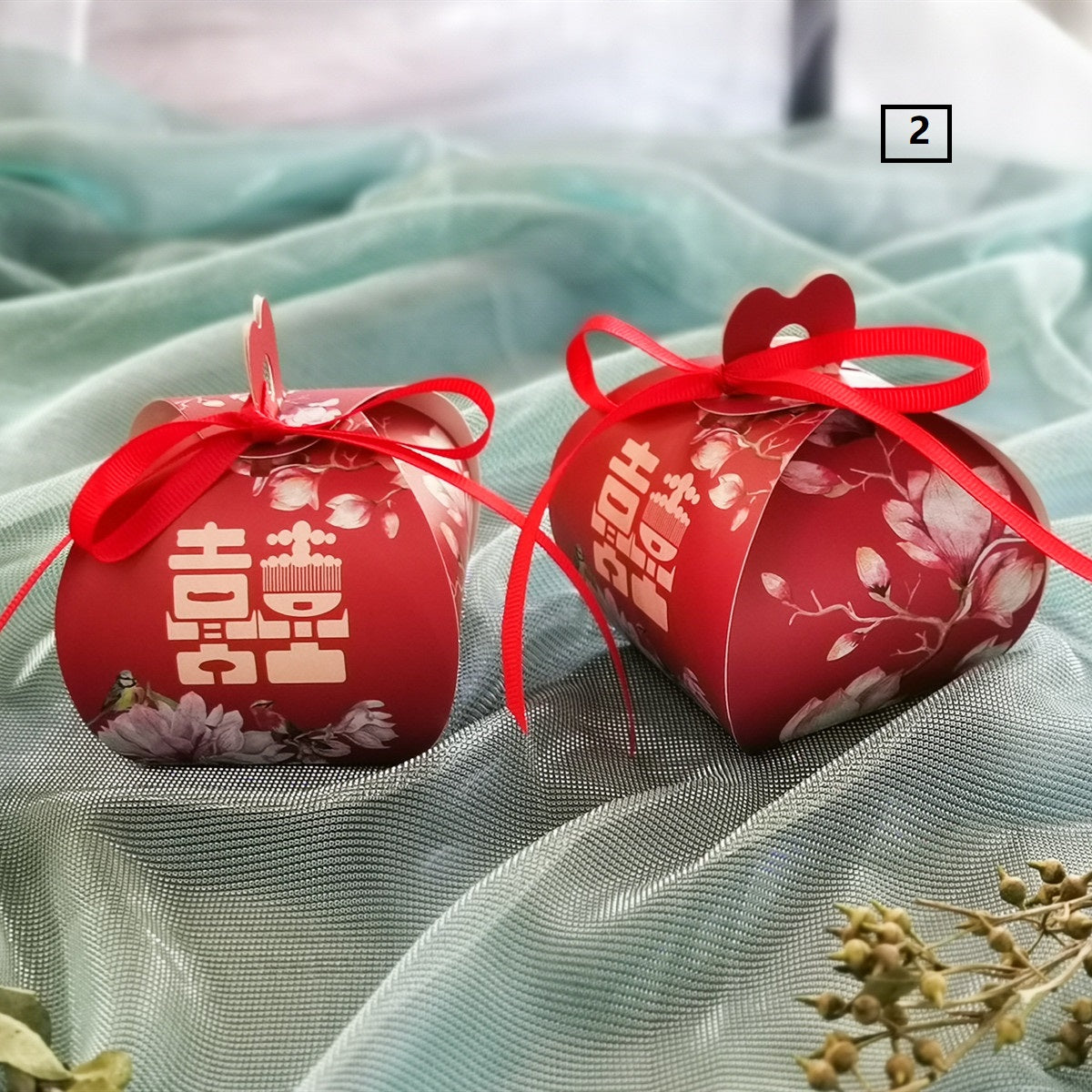 Red double happiness wedding favor box for Chinese or Vietnamese wedding