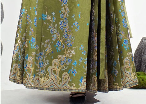 Robe Hanfu en trois pièces brodée de lotus bleu et blanc de la dynastie Song