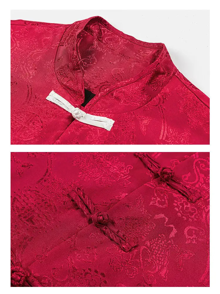 Veste de costume pour homme avec broderie de dragon chinois Manchu Tang Mandarin