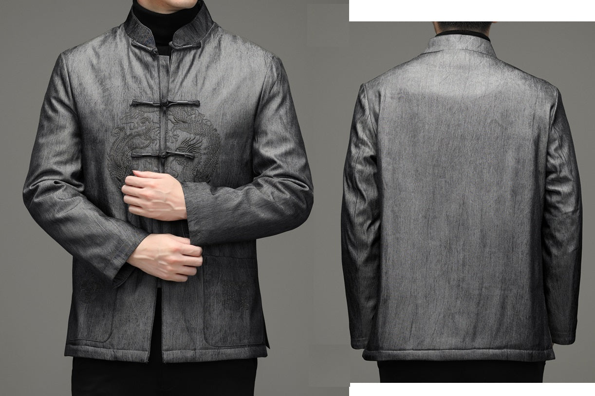 black Chinese Dragon Embroidery  Tang Jacket