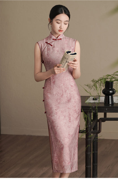 Pink Sleeveless Cheongsam Qipao Dress | Blush