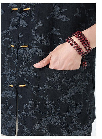 Men's Modern Chinese Style Half Sleeve Tang Suit Shirt