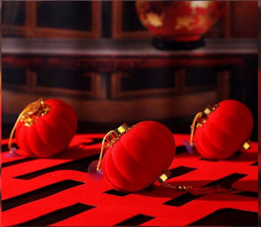 Oriental Red Flocked Lanterns
