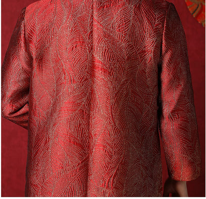 Red chinese groom dragon tang jacket back