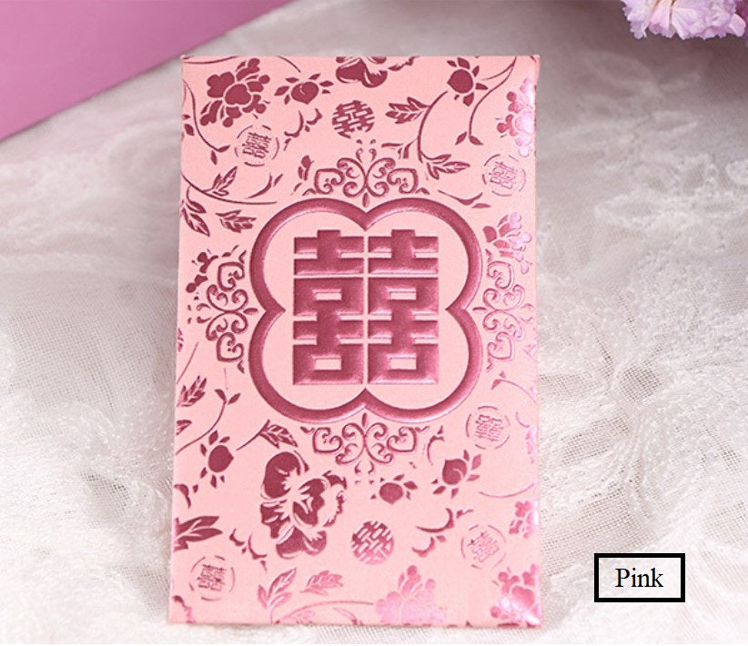 pink Double happiness wedding red envelope