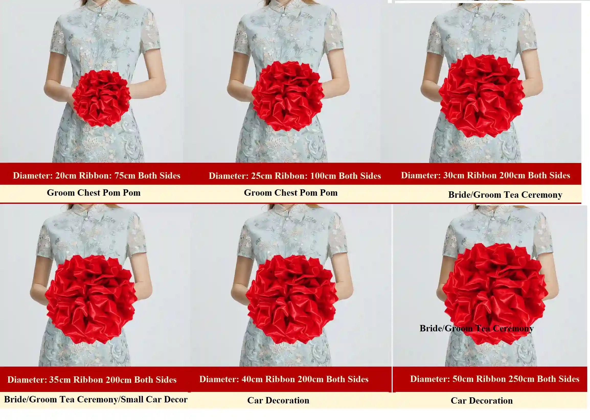 Chinese Wedding red fabric Pom Pom