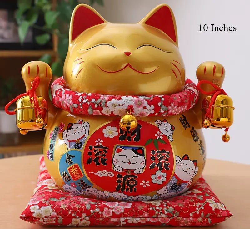 Golden Lucky Cat bring prosperity and good fortune into your space , also known as Maneki Neko