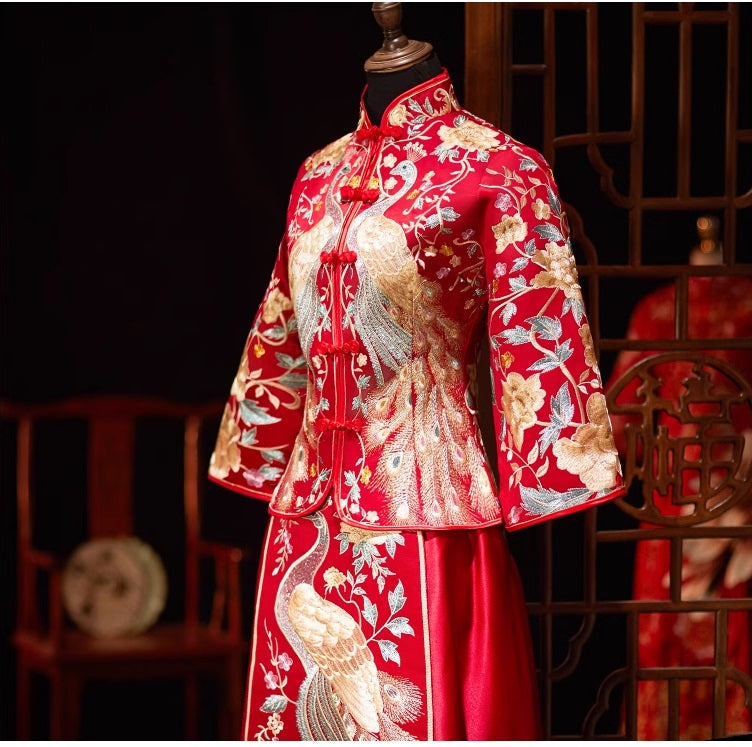  Traditional Chinese wedding phoenix qun kwa qipao dress