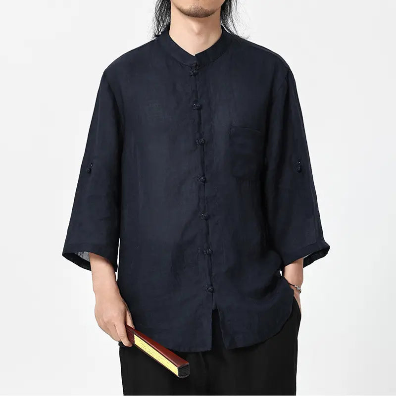 Vintage Chinese Style 100% Pure Ramie Tang Shirt