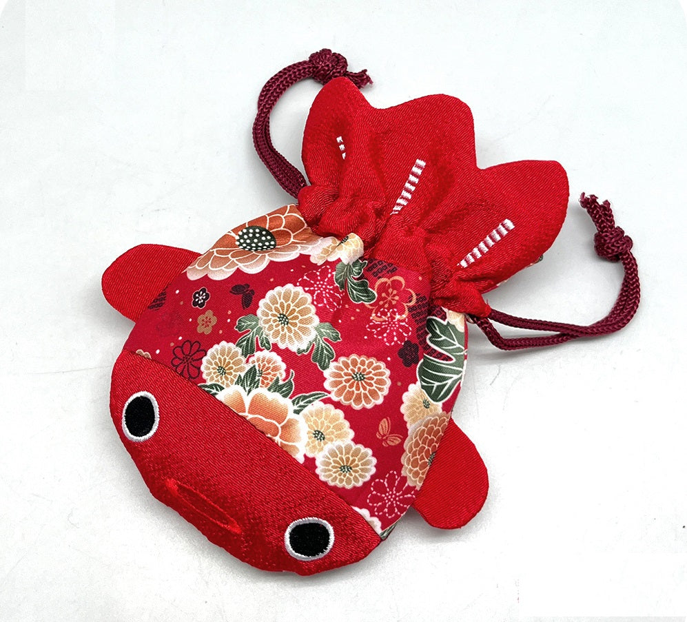 Oriental Floral Goldfish Pouch Bag