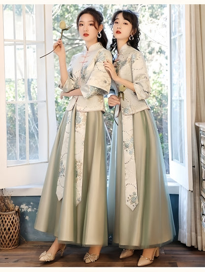 Green Bridesmaid Qipao Cheongsam  Dress