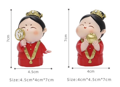 Chinese  Red Bride & Groom Wedding  figurines / Cake Toppers Set - Oriental Me