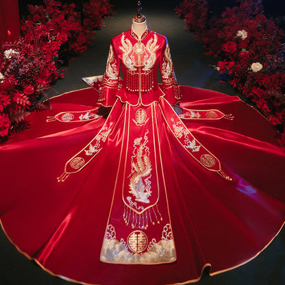 Robe de mariée traditionnelle chinoise rouge Qun Kwa | Harmony