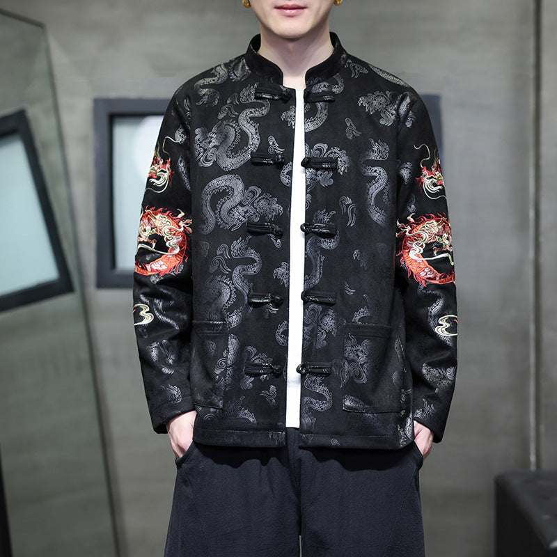 Black chinese Dragon Embroidered Tang Jacket