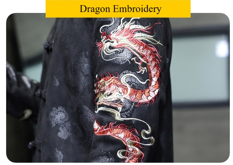 Black chinese Dragon Embroidered Tang Jacket