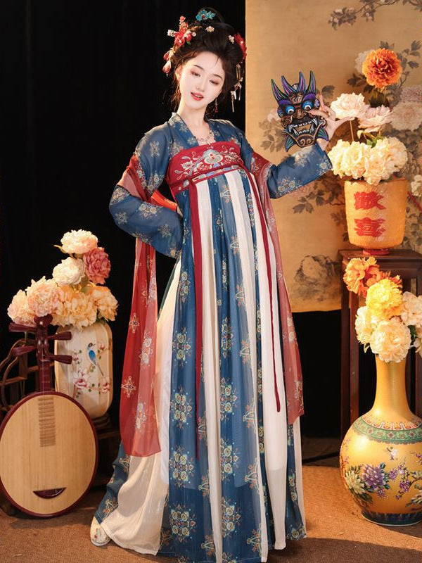 Red Blue Tang Dynasty HanFu Dress