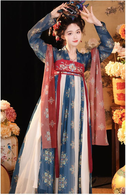 Red Blue Tang Dynasty HanFu Dress