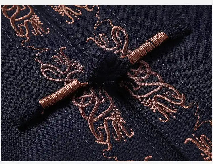 Blue Traditional Chinese Mandarin Tang Jacket Suit