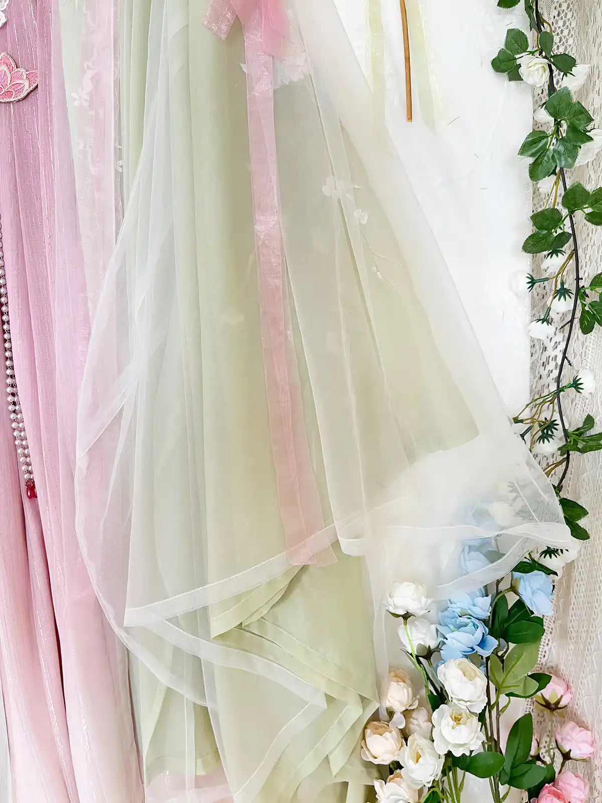 Chinese Pink Green Tang Dynasty HanFu Dress