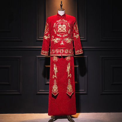 Chinese wedding dragon ma gua tang jacket suit