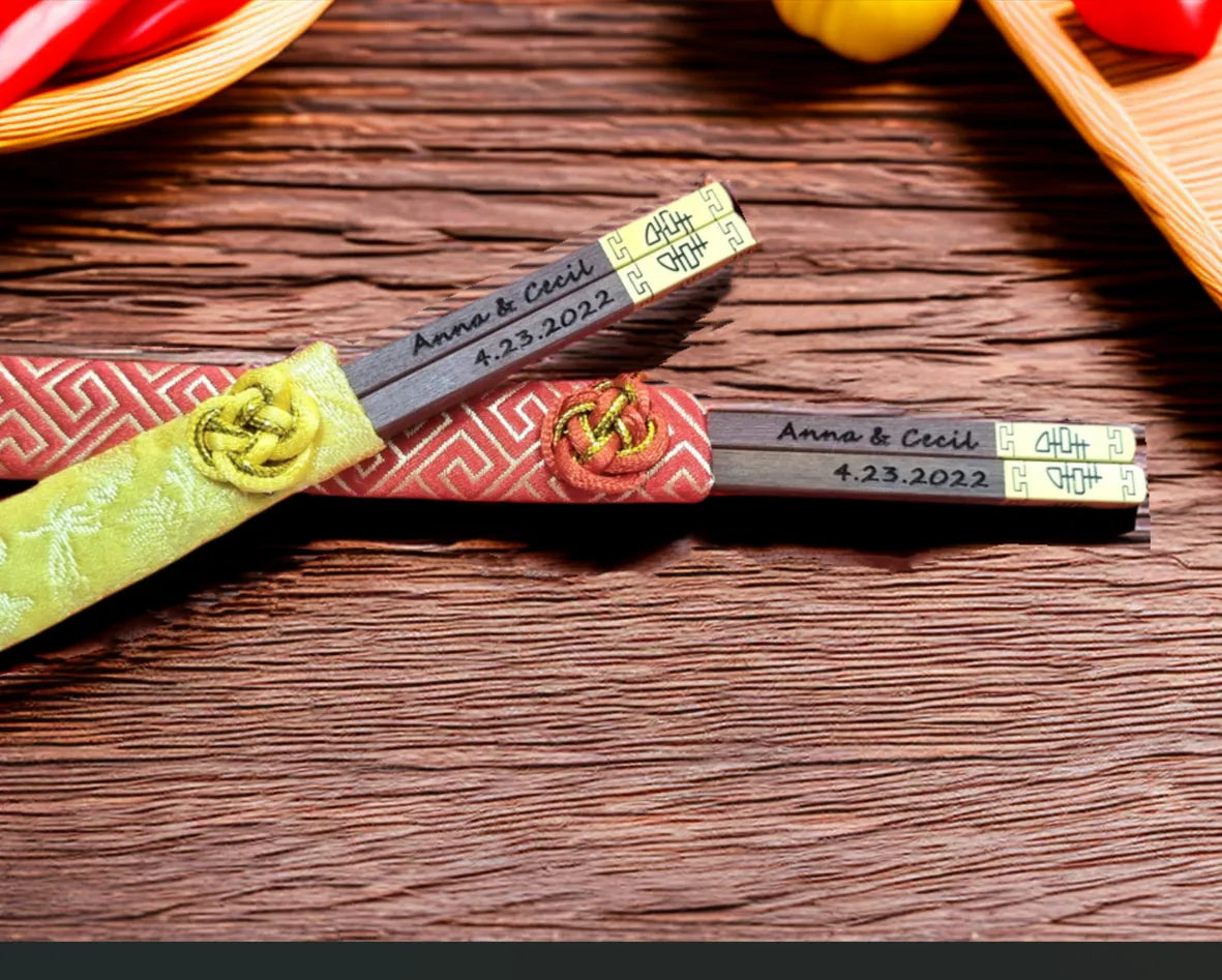 personalized name double happiness chopsticks for wedding gift