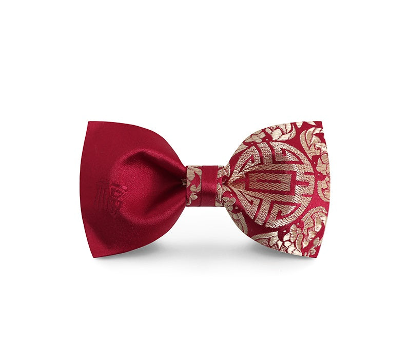 Red double happiness wedding Bow Ties for groom and bestmen