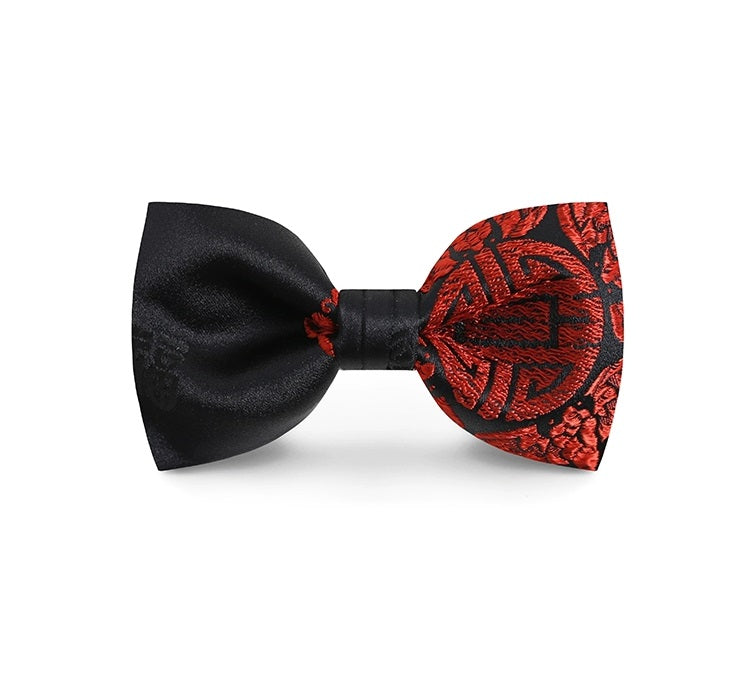Red and blace double happiness wedding Bow Ties for groom and bestmen