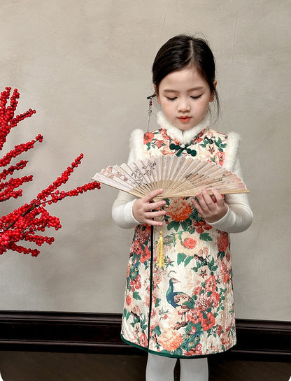 Robe Qipao matelassée verte