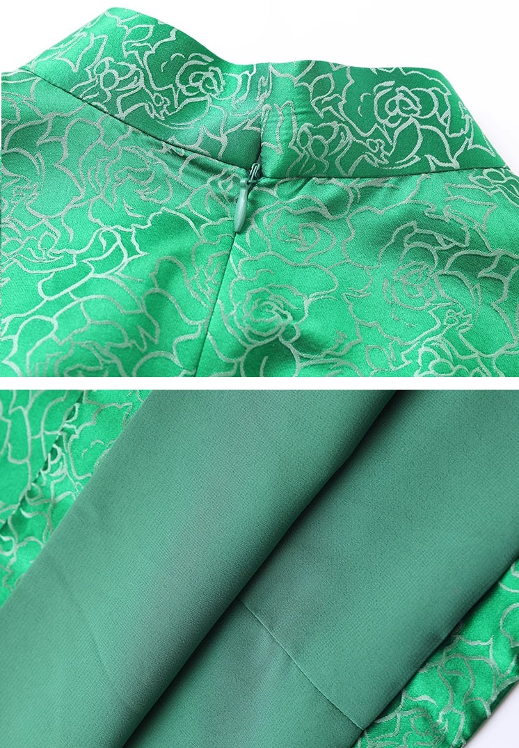 Green Mulberry Silk Qipao Dress