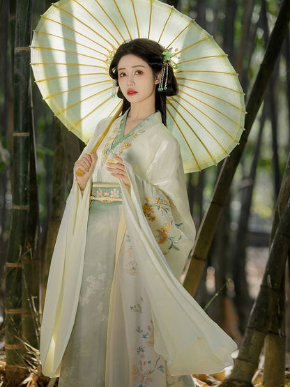 Green Chinese Hanfu Wei Jin Northern and Southern Dynasties Style